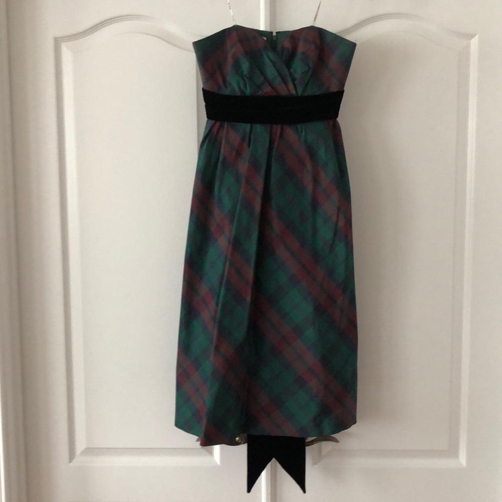 Kay Unger Silk Taffeta Plaid Cocktail Dress Sz 6
